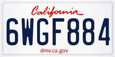 CA license plate 6WGF884
