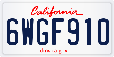 CA license plate 6WGF910
