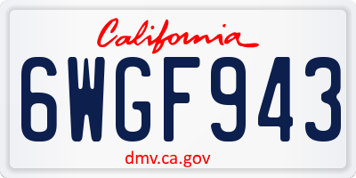 CA license plate 6WGF943