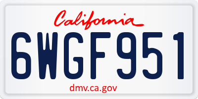 CA license plate 6WGF951