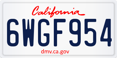 CA license plate 6WGF954