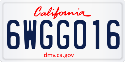 CA license plate 6WGG016
