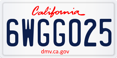CA license plate 6WGG025