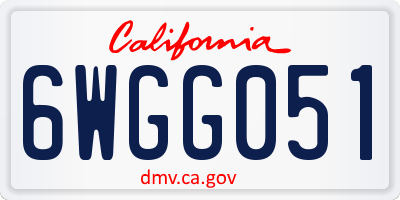 CA license plate 6WGG051