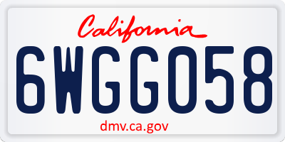 CA license plate 6WGG058