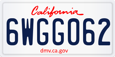CA license plate 6WGG062