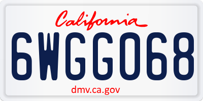 CA license plate 6WGG068