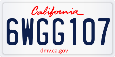 CA license plate 6WGG107