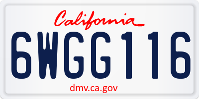 CA license plate 6WGG116