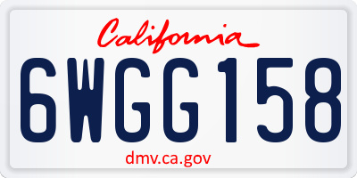 CA license plate 6WGG158