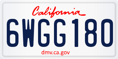 CA license plate 6WGG180