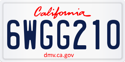 CA license plate 6WGG210