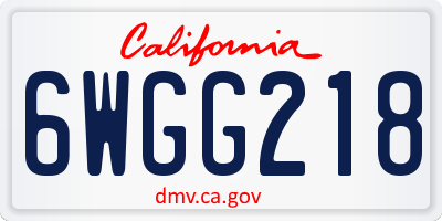 CA license plate 6WGG218