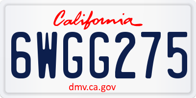 CA license plate 6WGG275