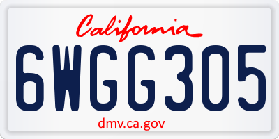 CA license plate 6WGG305