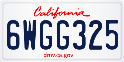 CA license plate 6WGG325