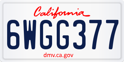 CA license plate 6WGG377