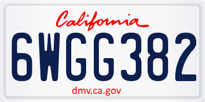 CA license plate 6WGG382