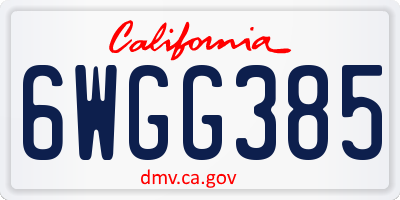 CA license plate 6WGG385