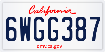 CA license plate 6WGG387