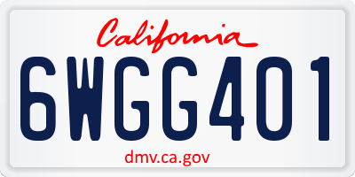CA license plate 6WGG401