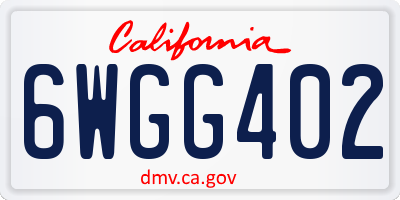 CA license plate 6WGG402
