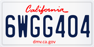 CA license plate 6WGG404