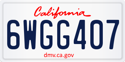CA license plate 6WGG407