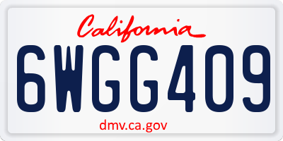 CA license plate 6WGG409