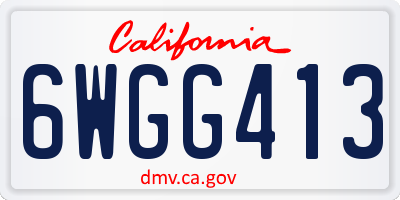 CA license plate 6WGG413