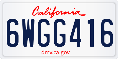 CA license plate 6WGG416