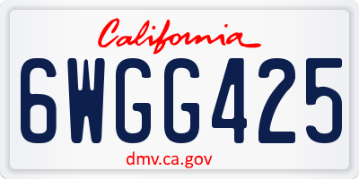 CA license plate 6WGG425