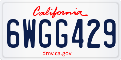 CA license plate 6WGG429