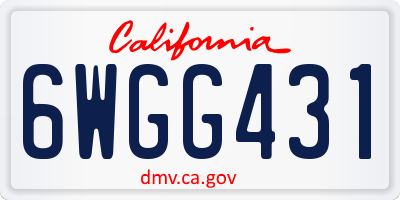 CA license plate 6WGG431