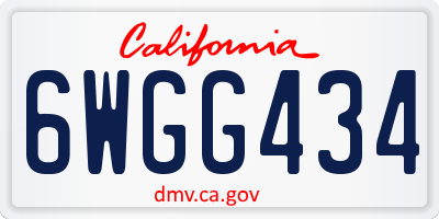 CA license plate 6WGG434