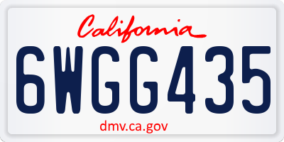 CA license plate 6WGG435