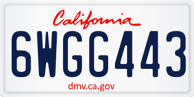 CA license plate 6WGG443