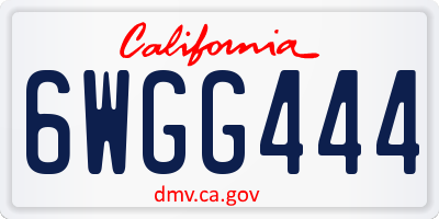 CA license plate 6WGG444