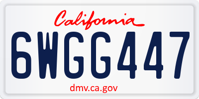 CA license plate 6WGG447