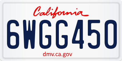 CA license plate 6WGG450