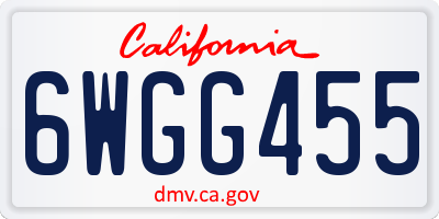 CA license plate 6WGG455