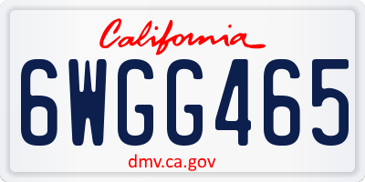 CA license plate 6WGG465