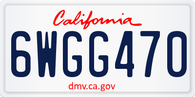 CA license plate 6WGG470