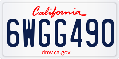 CA license plate 6WGG490