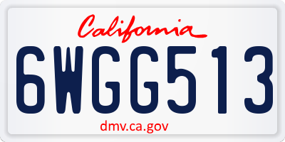 CA license plate 6WGG513