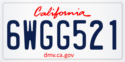 CA license plate 6WGG521