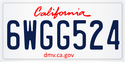 CA license plate 6WGG524