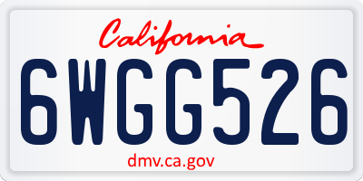 CA license plate 6WGG526