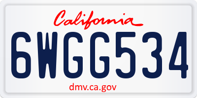 CA license plate 6WGG534