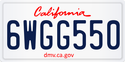 CA license plate 6WGG550